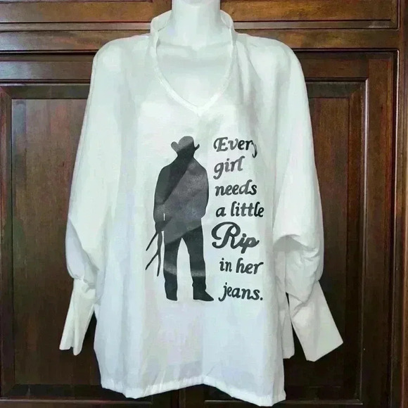 Every Girl Needs A Little Rip in Her Jeans / W’s Blouse / Medium / Yellowstone - Picture 3 of 13